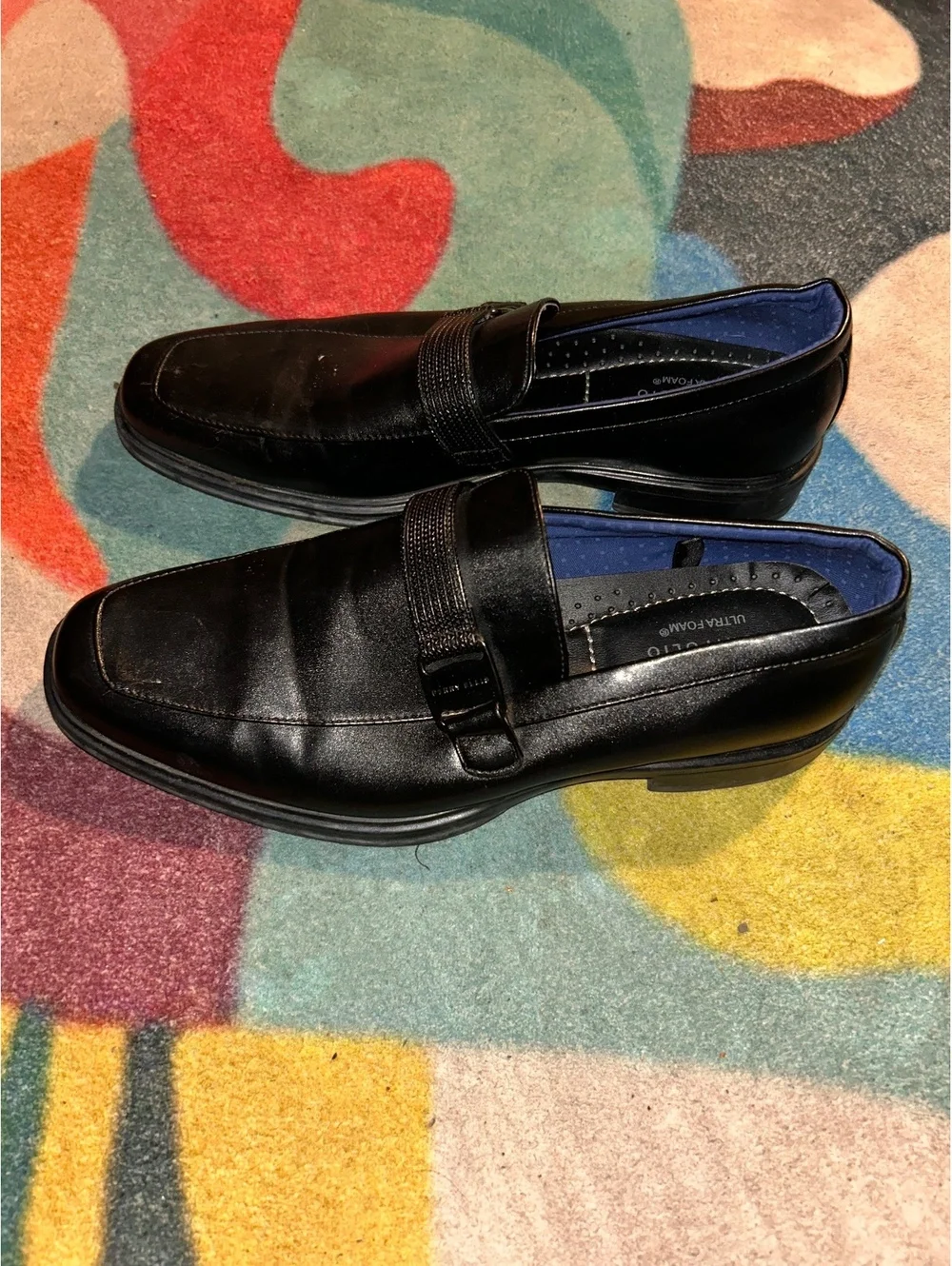 Perry Ellis Portfolio Black Leather Slip-On Dress Shoes